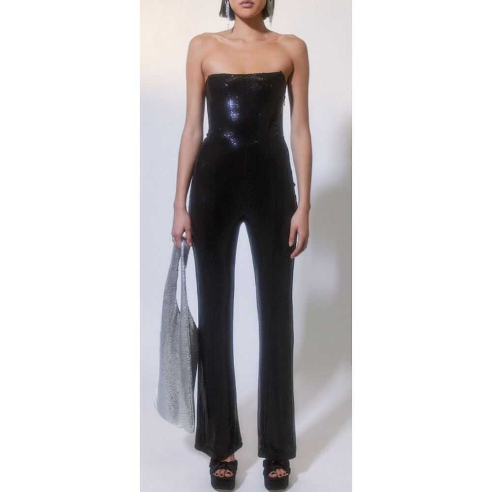 Urban Outfitters Spotlight Sequin Corset Jumpsuit Black Size Small NWT